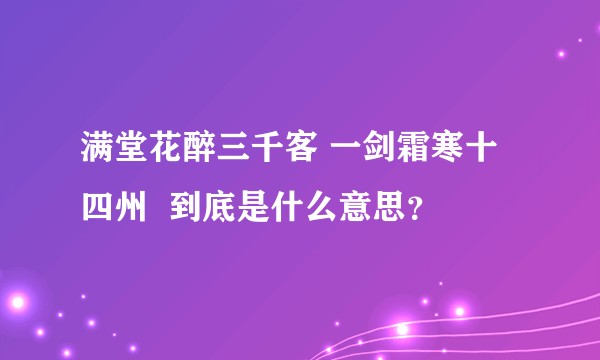 满堂花醉三千客 一剑霜寒十四州  到底是什么意思？