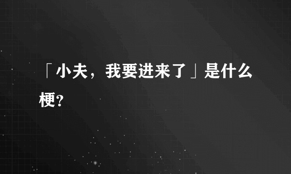「小夫，我要进来了」是什么梗？