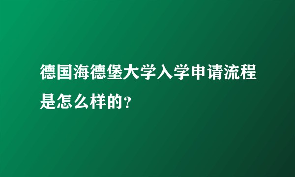 德国海德堡大学入学申请流程是怎么样的？