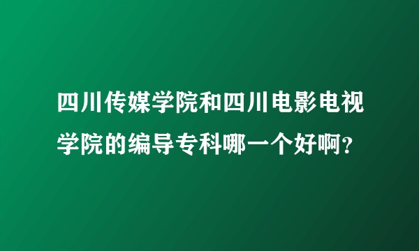 四川传媒学院和四川电影电视学院的编导专科哪一个好啊？