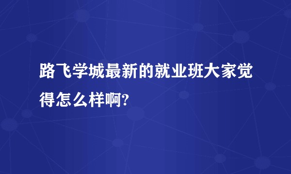 路飞学城最新的就业班大家觉得怎么样啊?