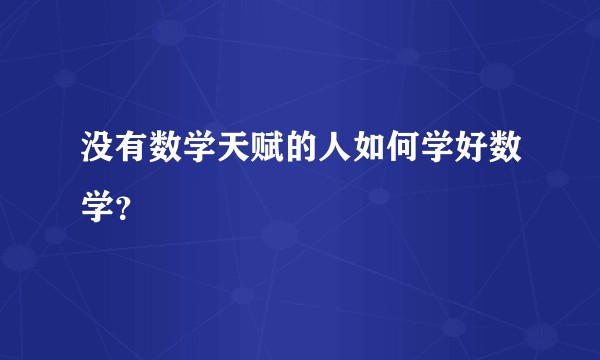 没有数学天赋的人如何学好数学？