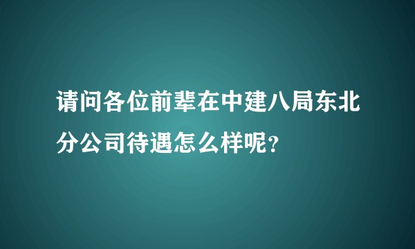 请问各位前辈在中建八局东北分公司待遇怎么样呢？