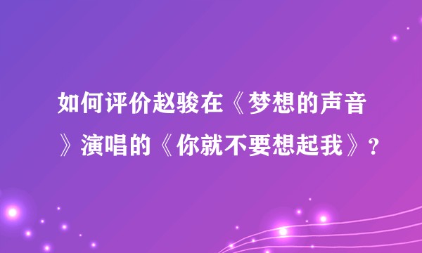 如何评价赵骏在《梦想的声音》演唱的《你就不要想起我》？