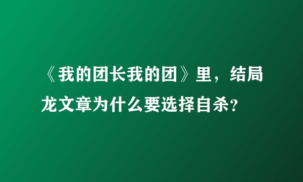《我的团长我的团》里，结局龙文章为什么要选择自杀？