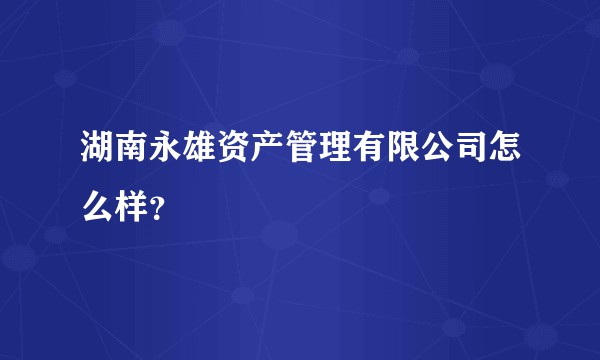 湖南永雄资产管理有限公司怎么样？