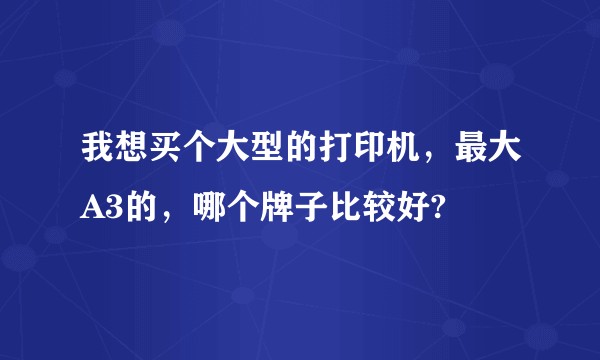 我想买个大型的打印机，最大A3的，哪个牌子比较好?