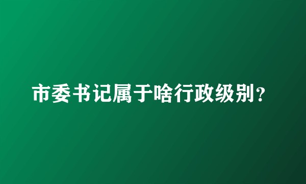 市委书记属于啥行政级别？