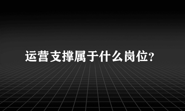 运营支撑属于什么岗位？