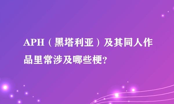 APH（黑塔利亚）及其同人作品里常涉及哪些梗？