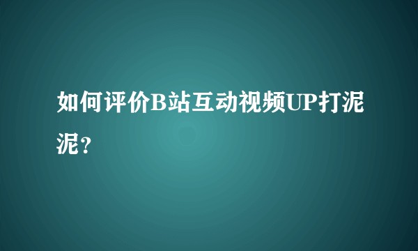 如何评价B站互动视频UP打泥泥？