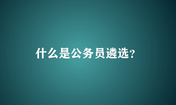 什么是公务员遴选？