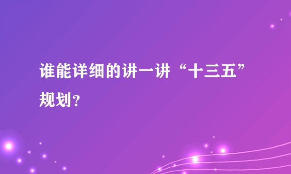 谁能详细的讲一讲“十三五”规划？