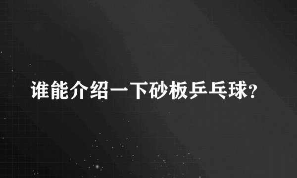 谁能介绍一下砂板乒乓球？