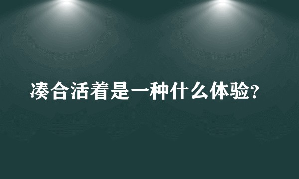 凑合活着是一种什么体验？