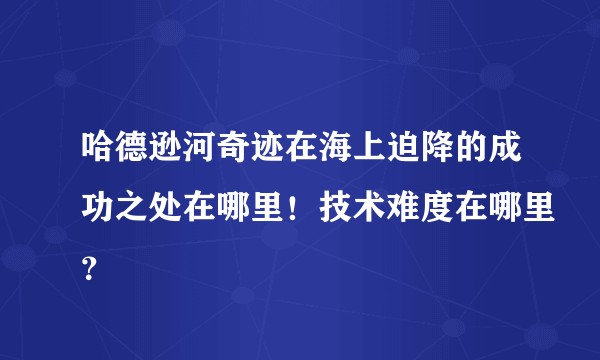 哈德逊河奇迹在海上迫降的成功之处在哪里！技术难度在哪里？
