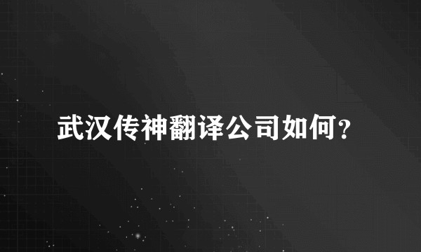 武汉传神翻译公司如何？