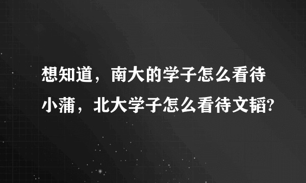想知道，南大的学子怎么看待小蒲，北大学子怎么看待文韬?