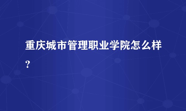 重庆城市管理职业学院怎么样？