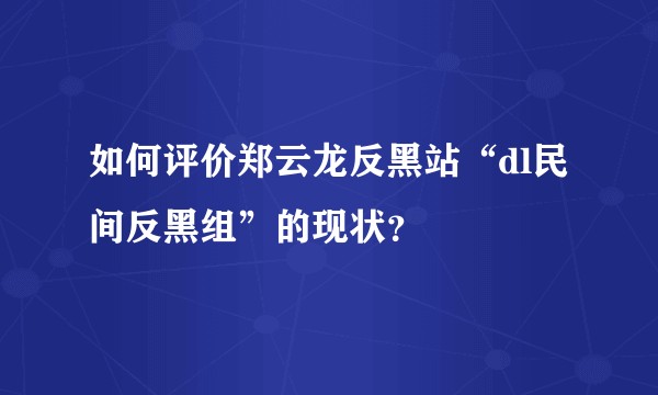 如何评价郑云龙反黑站“dl民间反黑组”的现状？