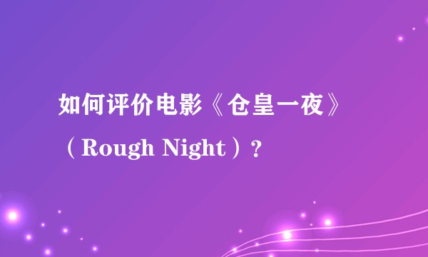如何评价电影《仓皇一夜》 （Rough Night）？