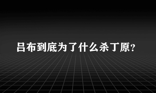 吕布到底为了什么杀丁原？