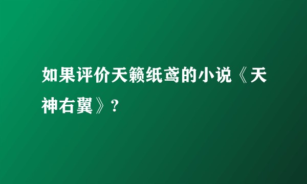 如果评价天籁纸鸢的小说《天神右翼》?