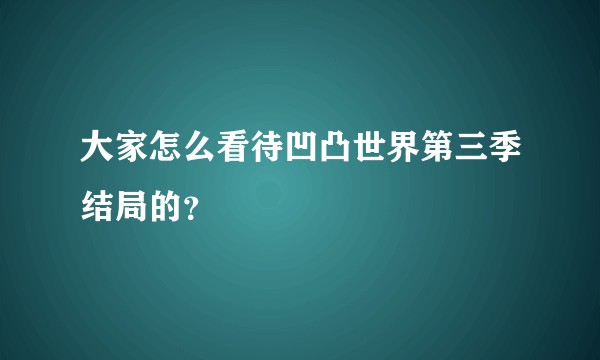 大家怎么看待凹凸世界第三季结局的？