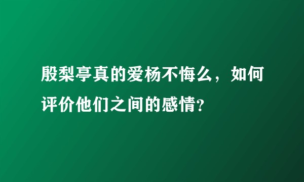殷梨亭真的爱杨不悔么，如何评价他们之间的感情？