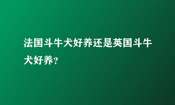 法国斗牛犬好养还是英国斗牛犬好养？