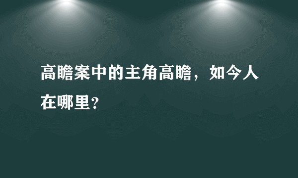 高瞻案中的主角高瞻,如今人在哪里?