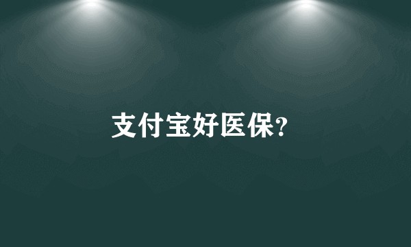 支付宝好医保？