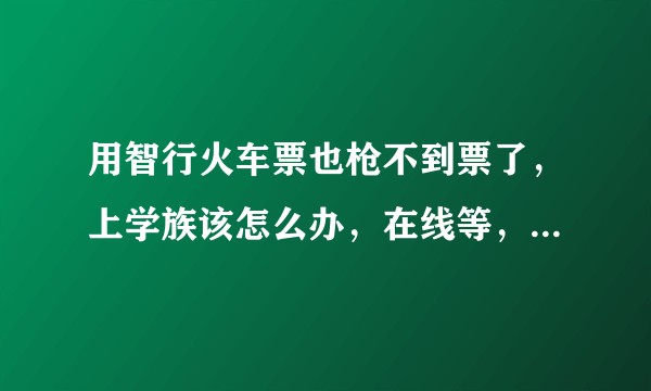 用智行火车票也枪不到票了，上学族该怎么办，在线等，比较急?