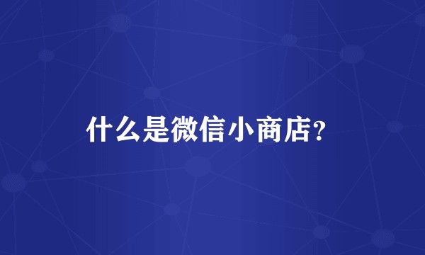 什么是微信小商店？