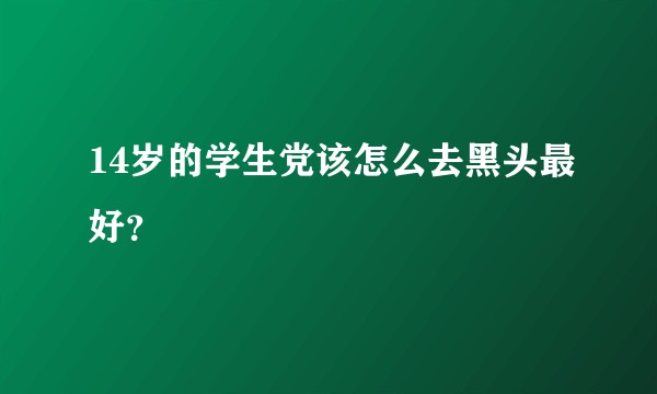 14岁的学生党该怎么去黑头最好？
