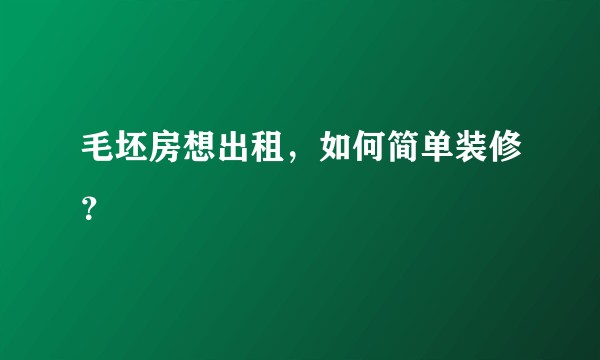 毛坯房想出租，如何简单装修？