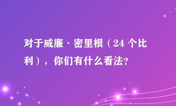 对于威廉·密里根（24 个比利），你们有什么看法？
