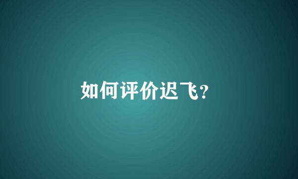 如何评价迟飞？