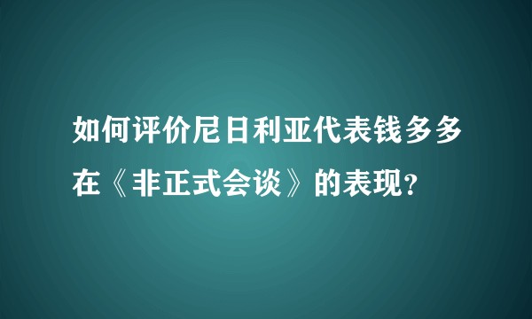如何评价尼日利亚代表钱多多在《非正式会谈》的表现？