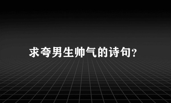 求夸男生帅气的诗句？