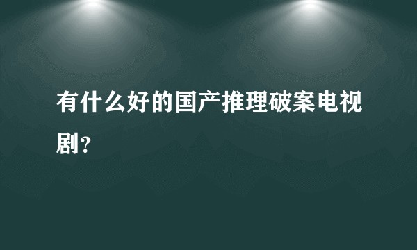 有什么好的国产推理破案电视剧？