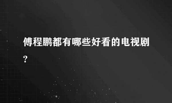 傅程鹏都有哪些好看的电视剧?