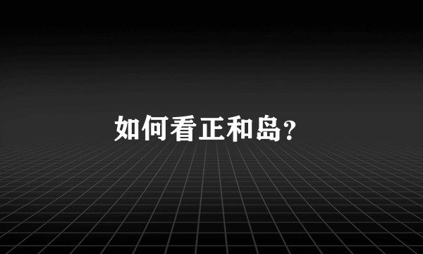 如何看正和岛？