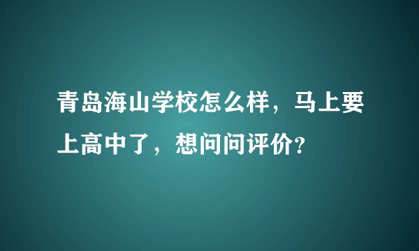 青岛海山学校怎么样，马上要上高中了，想问问评价？