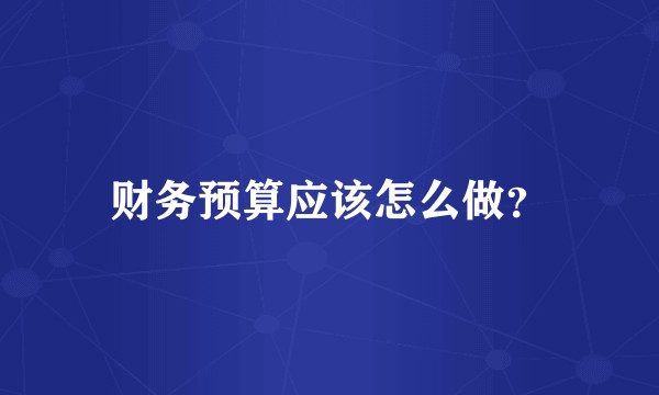 财务预算应该怎么做？