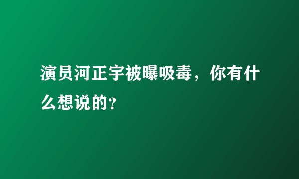 演员河正宇被曝吸毒，你有什么想说的？
