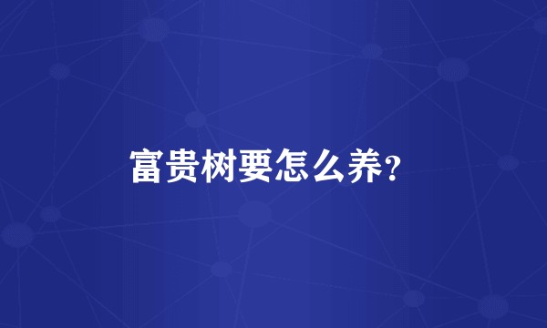 富贵树要怎么养？