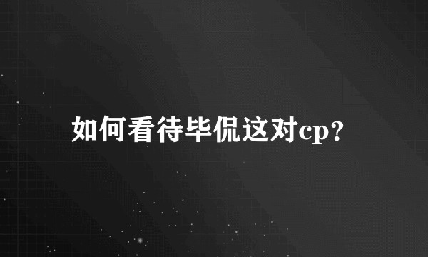 如何看待毕侃这对cp？