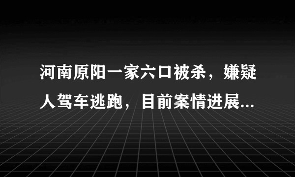 河南原阳一家六口被杀，嫌疑人驾车逃跑，目前案情进展如何？还有哪些信息值得关注？