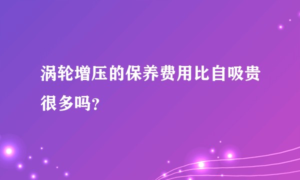 涡轮增压的保养费用比自吸贵很多吗？